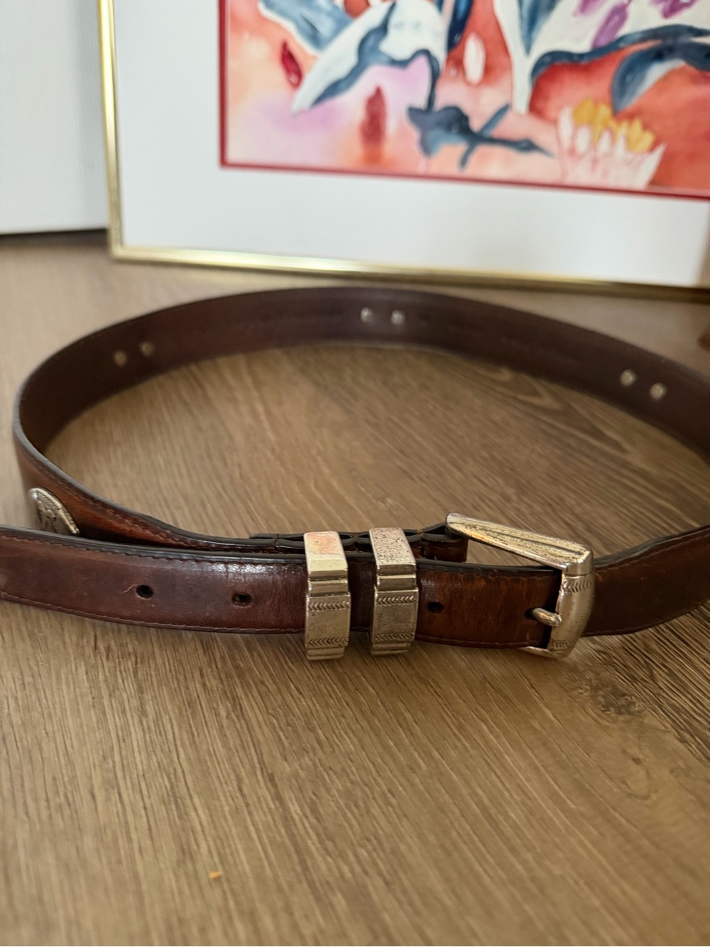 Brown LeatherBelt Silver golf accent Buckle